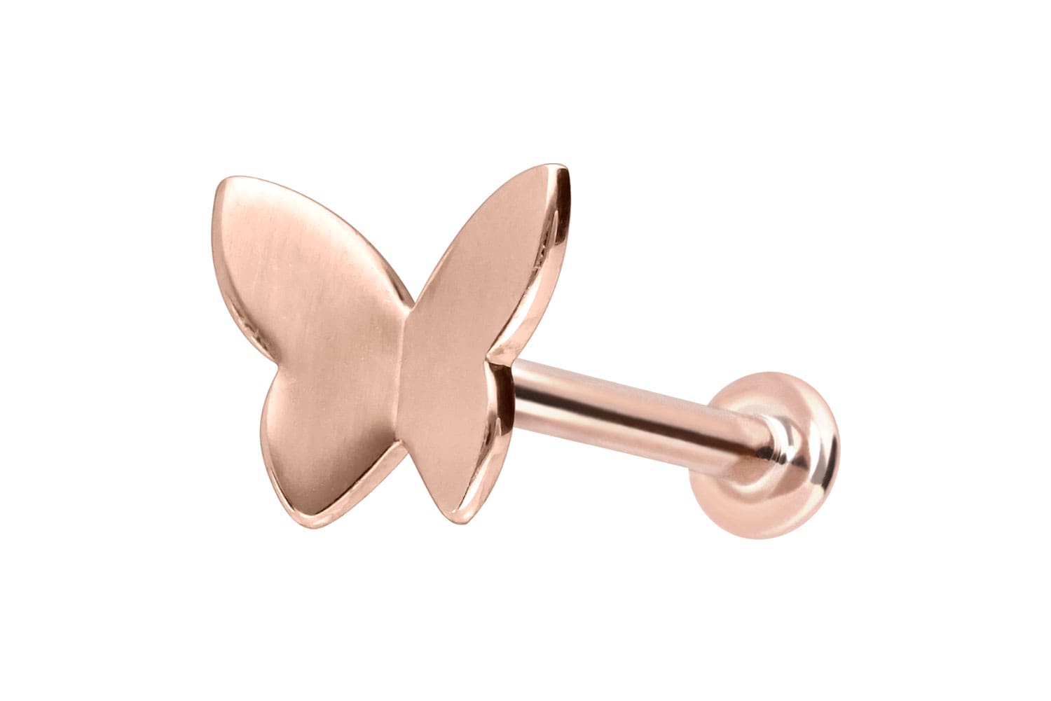 14 Karat Gold Labret Piercing mit Push Fit SCHMETTERLING